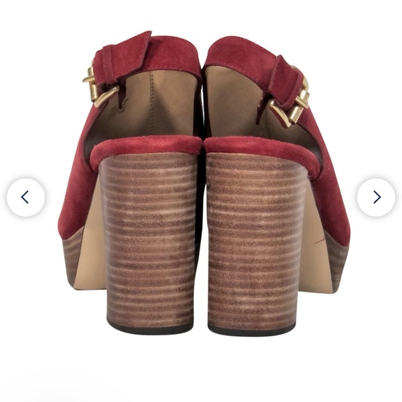 Michael Kors Elegant Red Suede Platform Heels Coral size 8 NEW fits a size 8.5 - Picture 3 of 7